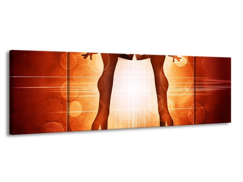 Canvas schilderij Dansen | Rood, Wit, Bruin | 170x50cm 3Luik