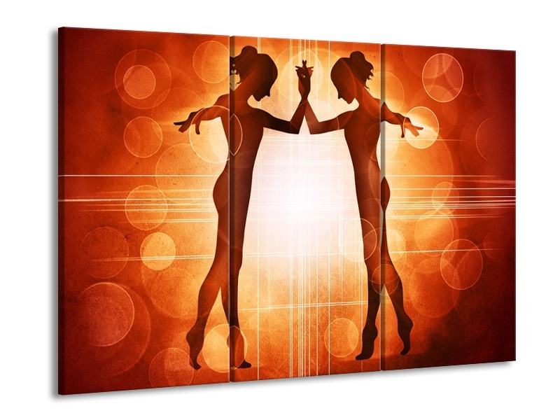 Canvas schilderij Dansen | Rood, Wit, Bruin | 90x60cm 3Luik