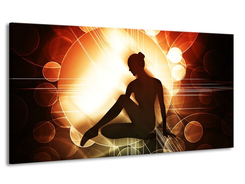 Canvas schilderij Dansen | Bruin, Wit, Geel | 170x90cm 1Luik