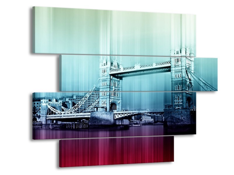 Glas schilderij London | Paars, Blauw, Grijs | 115x85cm 4Luik