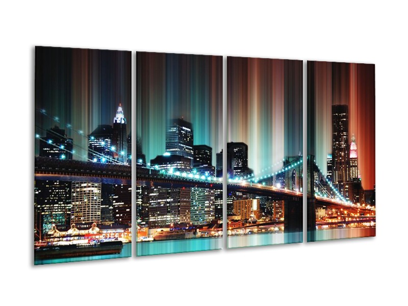 Glas schilderij Modern | Blauw, Geel, Zwart | 160x80cm 4Luik