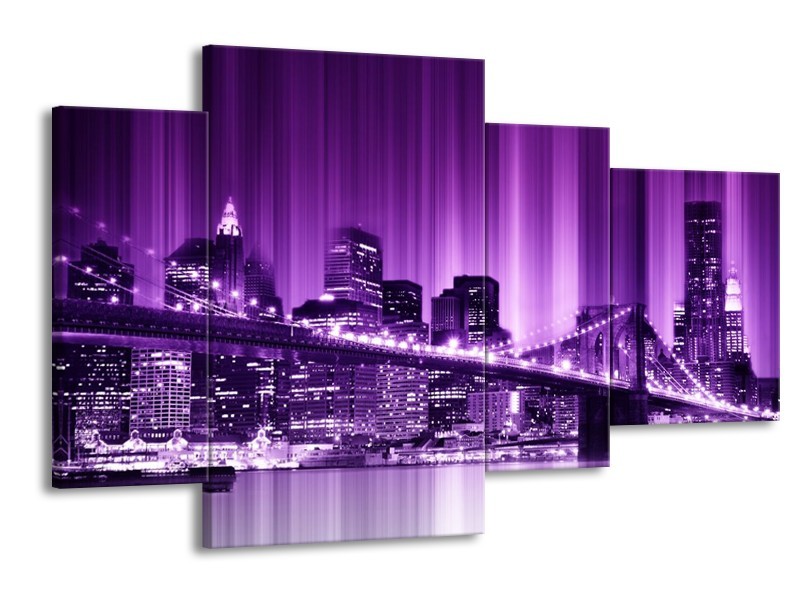 Glas schilderij Modern | Paars, Zwart, Wit | 120x75cm 4Luik