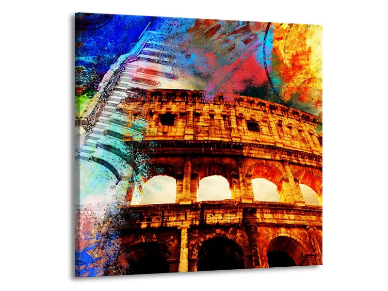 Canvas schilderij Rome | Rood, Geel, Oranje | 70x70cm 1Luik