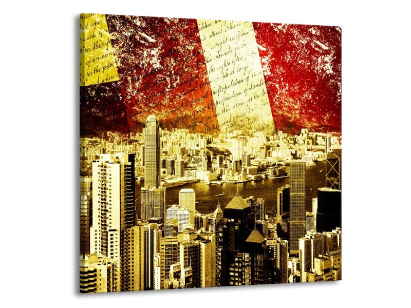 Canvas schilderij Modern | Rood, Geel, Bruin | 70x70cm 1Luik