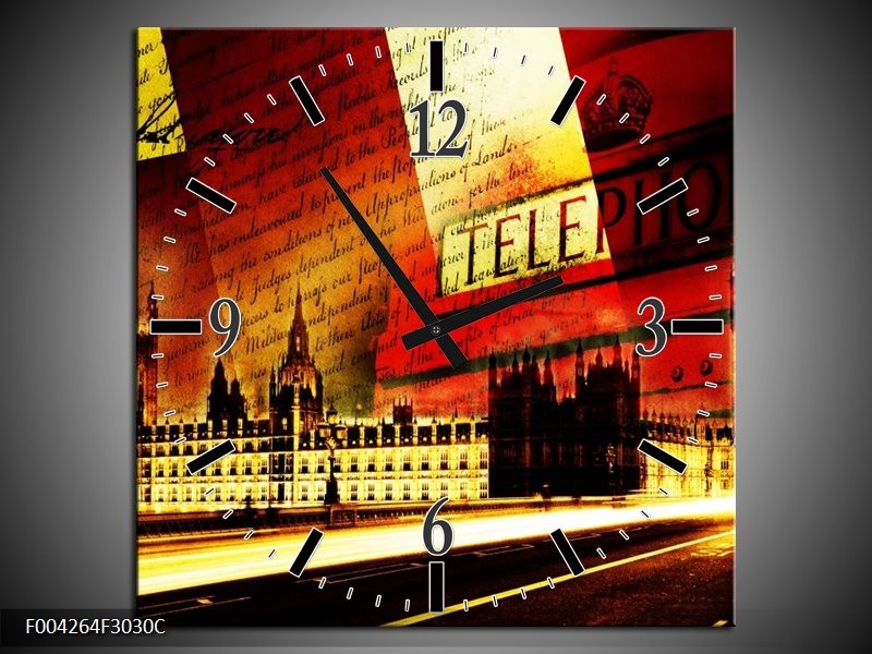 Klok schilderij Modern | Rood, Geel, Zwart | 30x30cm 1Luik