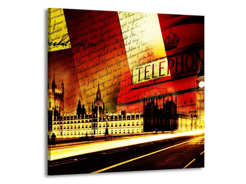 Canvas schilderij Modern | Rood, Geel, Zwart | 70x70cm 1Luik
