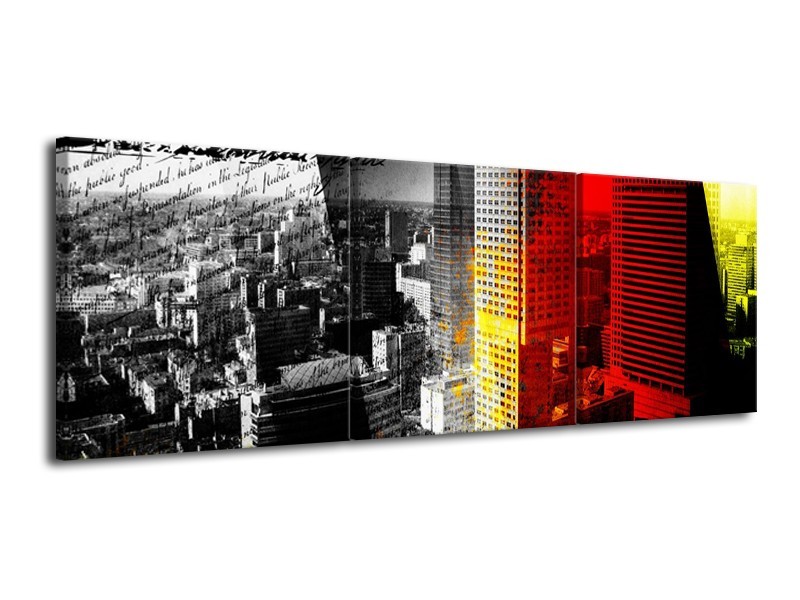 Canvas schilderij Modern | Grijs, Rood, Zwart | 120x40cm 3Luik