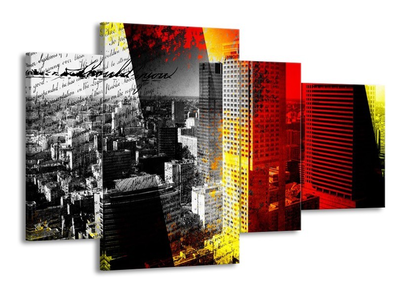 Glas schilderij Modern | Grijs, Rood, Zwart | 120x75cm 4Luik