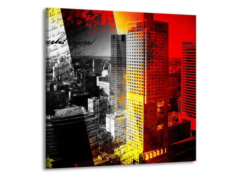 Canvas schilderij Modern | Grijs, Rood, Zwart | 70x70cm 1Luik