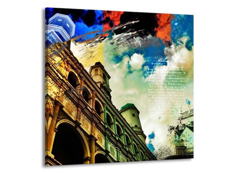Canvas schilderij Modern | Blauw, Geel, Wit | 70x70cm 1Luik