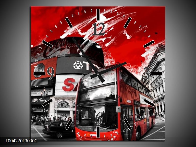 Klok schilderij Modern | Rood, Grijs, Wit | 30x30cm 1Luik