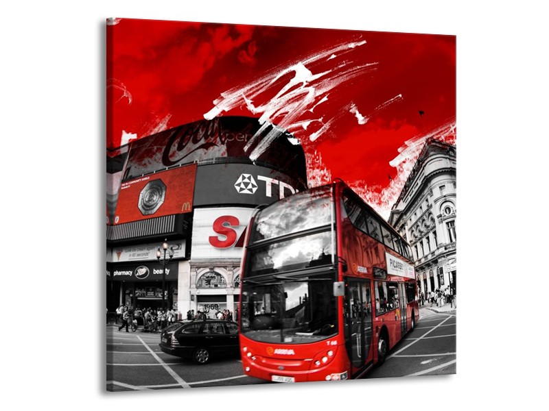 Canvas schilderij Modern | Rood, Grijs, Wit | 70x70cm 1Luik