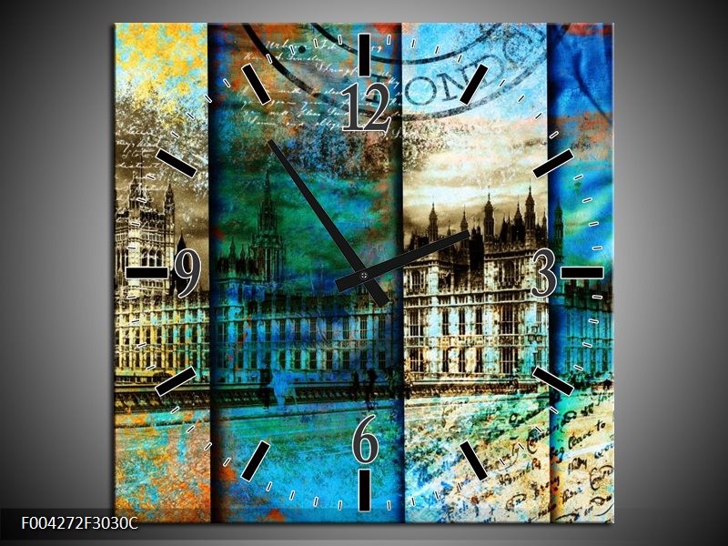 Klok schilderij Modern | Blauw, Grijs, Geel | 30x30cm 1Luik