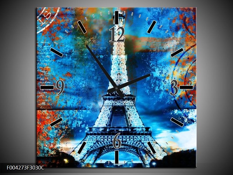 Klok schilderij Modern | Rood, Blauw, Geel | 30x30cm 1Luik