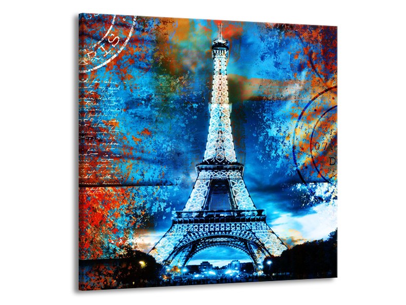 Canvas schilderij Modern | Rood, Blauw, Geel | 70x70cm 1Luik