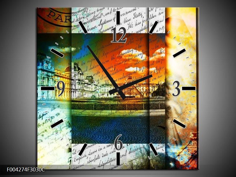 Klok schilderij Modern | Geel, Blauw, Wit | 30x30cm 1Luik