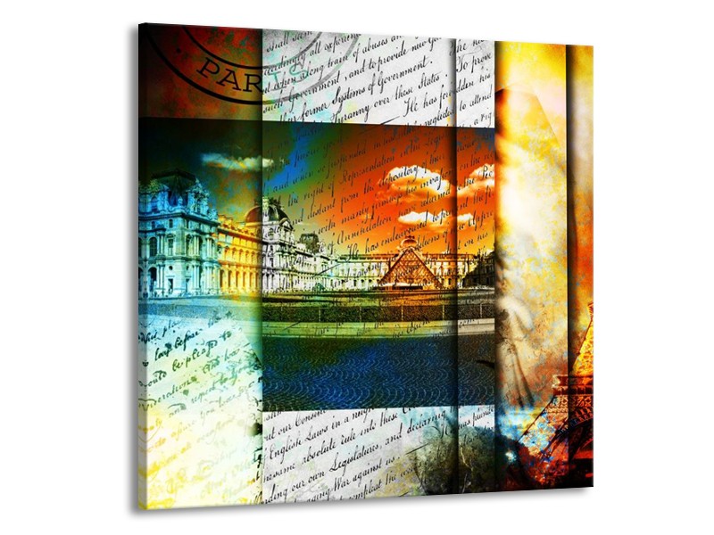 Canvas schilderij Modern | Geel, Blauw, Wit | 70x70cm 1Luik