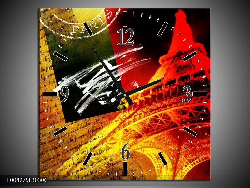 Klok schilderij Modern | Rood, Geel, Zwart | 30x30cm 1Luik