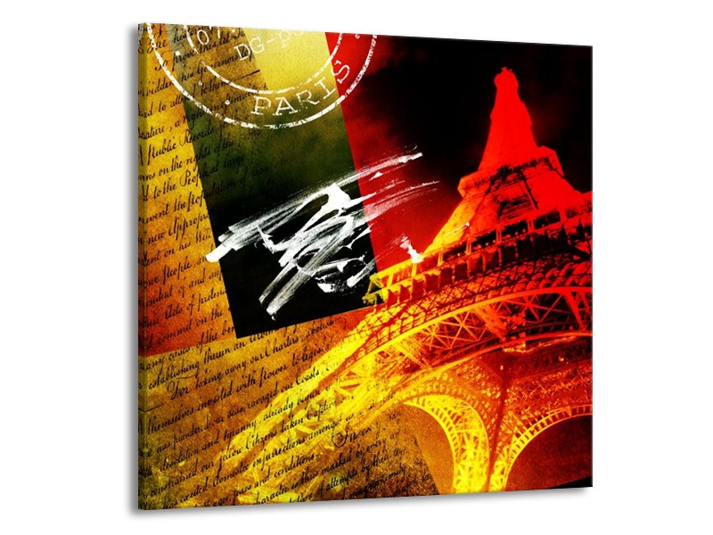 Canvas schilderij Modern | Rood, Geel, Zwart | 70x70cm 1Luik