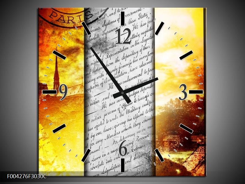 Klok schilderij Modern | Geel, Grijs, Rood | 30x30cm 1Luik