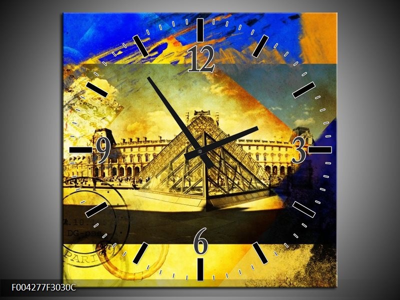 Klok schilderij Modern | Blauw, Geel, Grijs | 30x30cm 1Luik