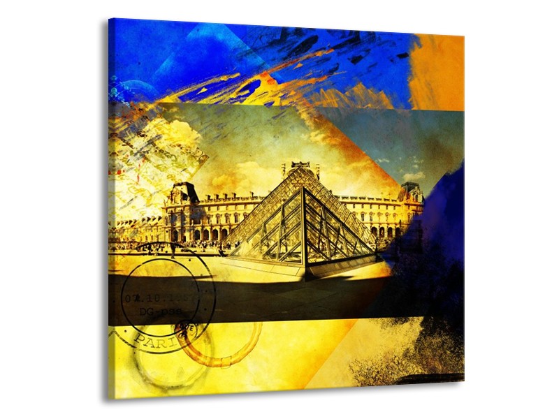 Canvas schilderij Modern | Blauw, Geel, Grijs | 70x70cm 1Luik