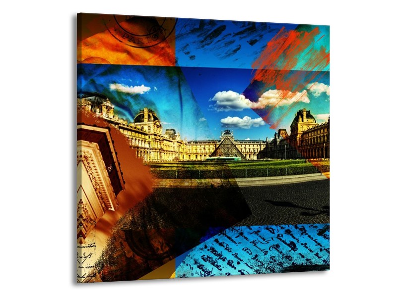 Canvas schilderij Modern | Blauw, Geel, Bruin | 70x70cm 1Luik