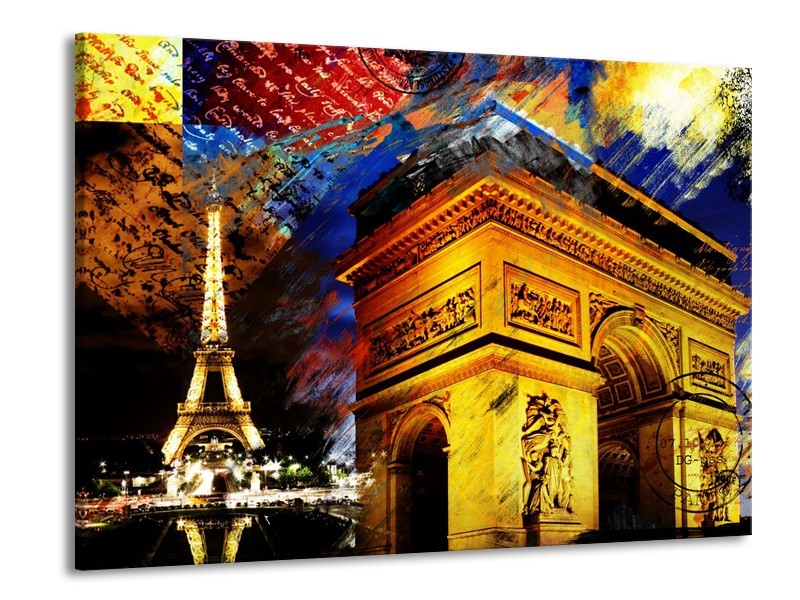 Glas schilderij Modern | Geel, Blauw, Rood | 100x70cm 1Luik