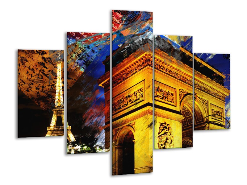 Glas schilderij Modern | Geel, Blauw, Rood | 100x70cm 5Luik