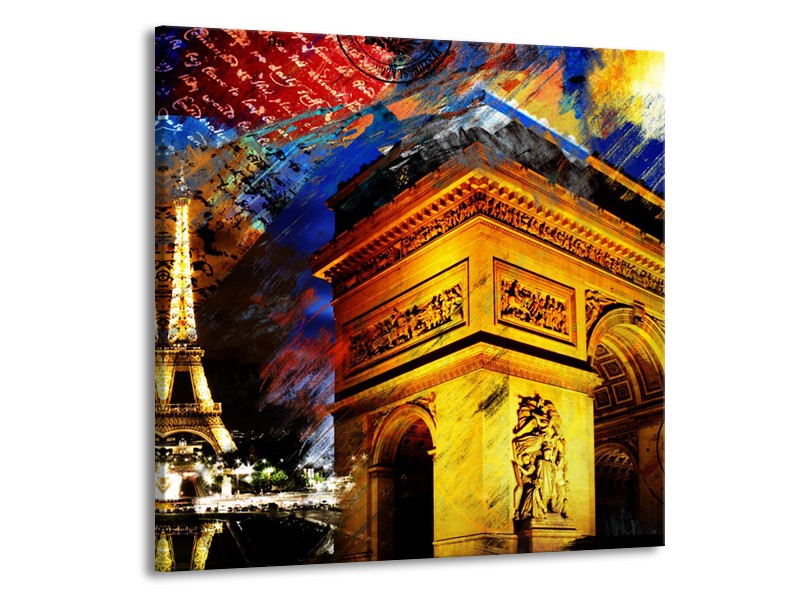 Canvas schilderij Modern | Geel, Blauw, Rood | 70x70cm 1Luik