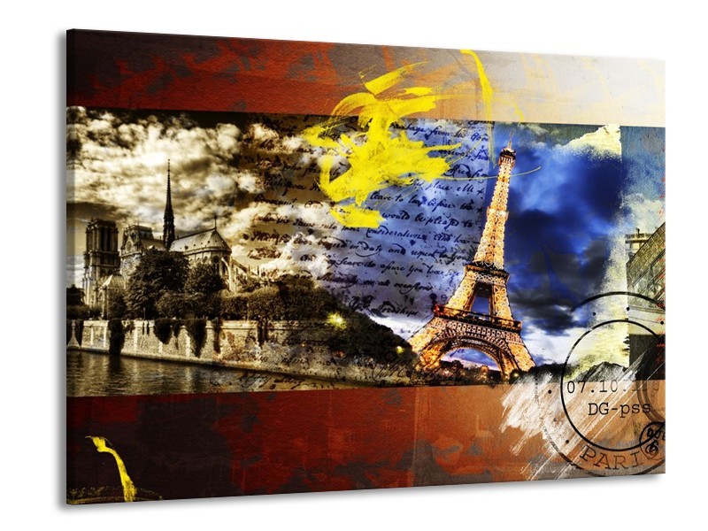 Glas schilderij Modern | Geel, Blauw, Rood | 100x70cm 1Luik