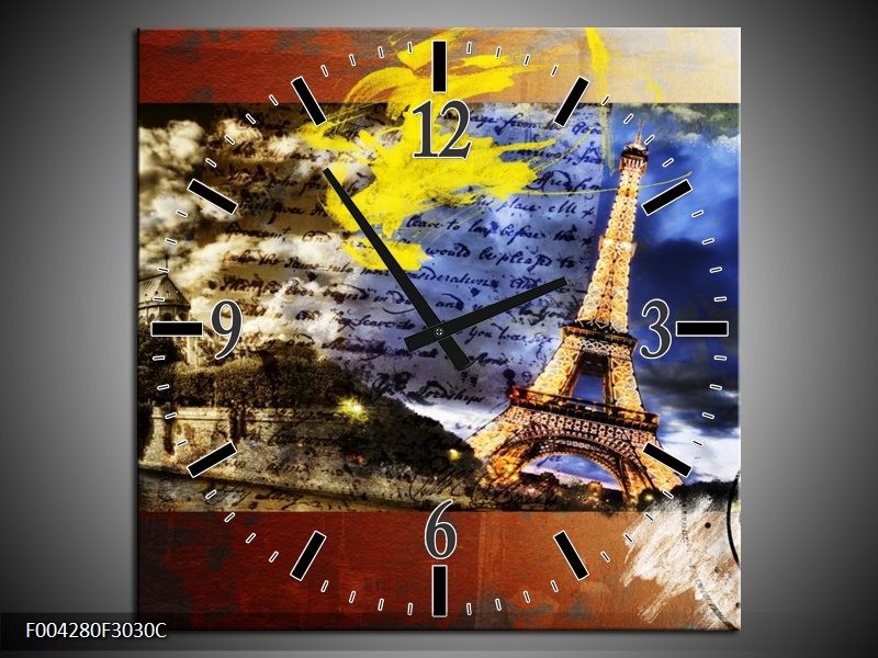 Klok schilderij Modern | Geel, Blauw, Rood | 30x30cm 1Luik