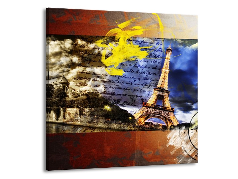 Canvas schilderij Modern | Geel, Blauw, Rood | 70x70cm 1Luik