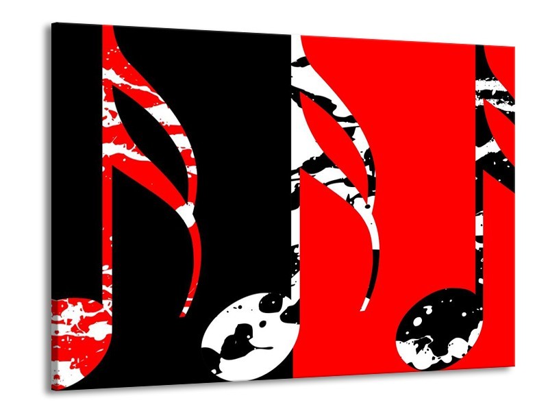 Glas schilderij Muziek | Rood, Zwart, Wit | 100x70cm 1Luik
