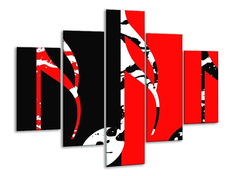Glas schilderij Muziek | Rood, Zwart, Wit | 100x70cm 5Luik