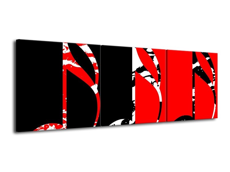 Glas schilderij Muziek | Rood, Zwart, Wit | 120x40cm 3Luik