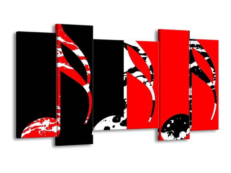 Glas schilderij Muziek | Rood, Zwart, Wit | 120x65cm 5Luik