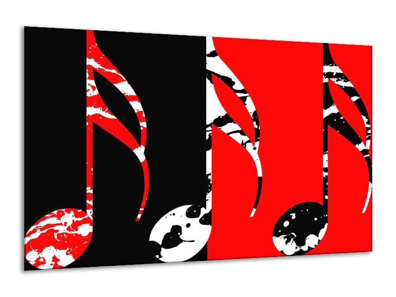 Glas schilderij Muziek | Rood, Zwart, Wit | 120x70cm 1Luik