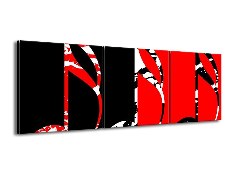 Glas schilderij Muziek | Rood, Zwart, Wit | 150x50cm 3Luik