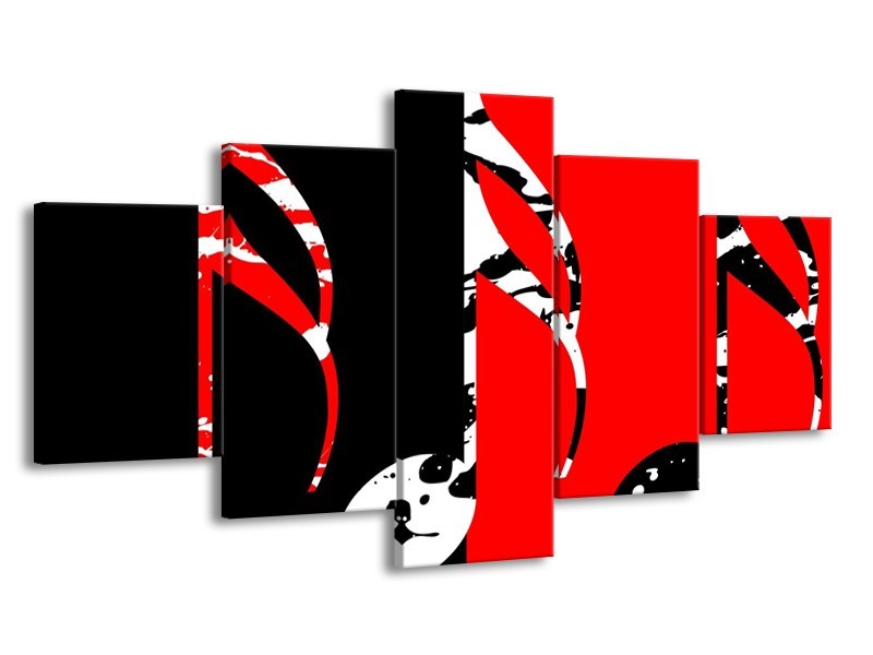 Glas schilderij Muziek | Rood, Zwart, Wit | 150x80cm 5Luik
