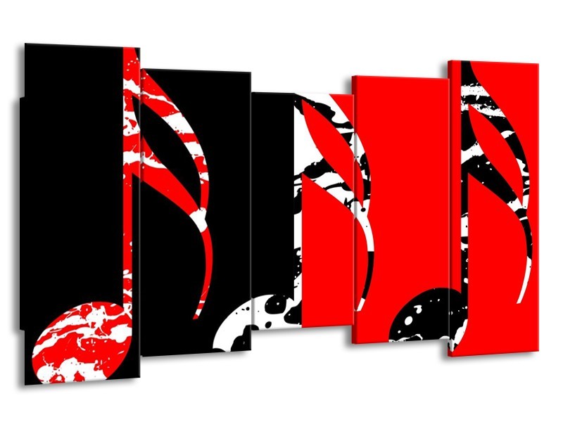 Glas schilderij Muziek | Rood, Zwart, Wit | 150x80cm 5Luik