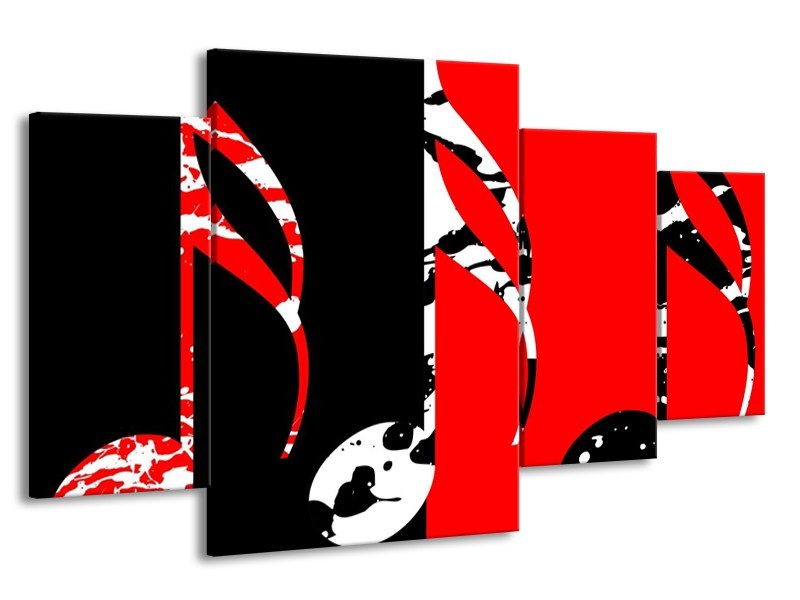 Glas schilderij Muziek | Rood, Zwart, Wit | 160x90cm 4Luik