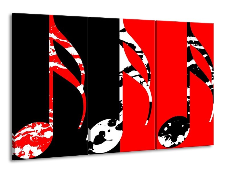 Glas schilderij Muziek | Rood, Zwart, Wit | 165x100cm 3Luik