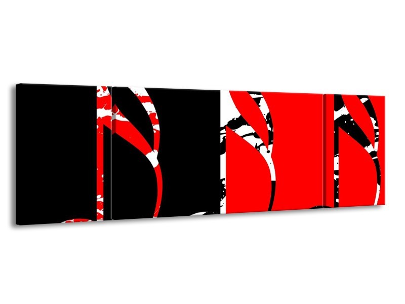Glas schilderij Muziek | Rood, Zwart, Wit | 170x50cm 3Luik