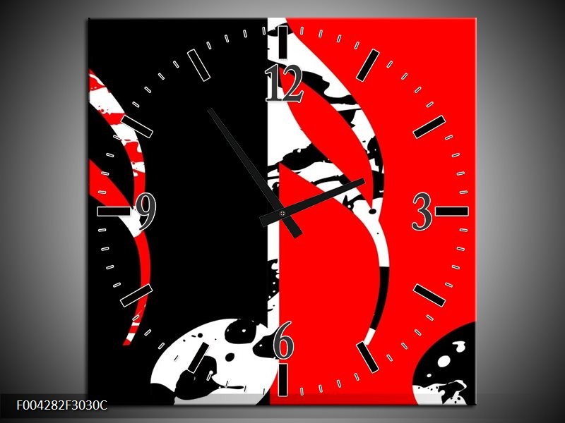 Klok schilderij Muziek | Rood, Zwart, Wit | 30x30cm 1Luik