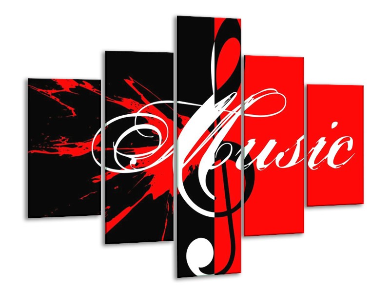 Glas schilderij Muziek | Rood, Zwart, Wit | 100x70cm 5Luik