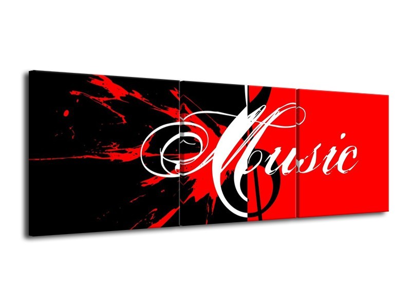 Glas schilderij Muziek | Rood, Zwart, Wit | 120x40cm 3Luik