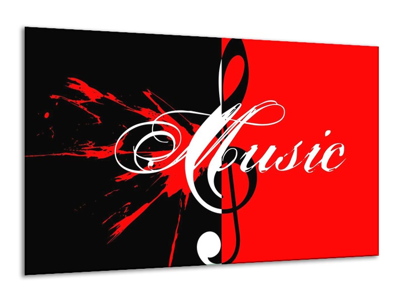 Glas schilderij Muziek | Rood, Zwart, Wit | 120x70cm 1Luik