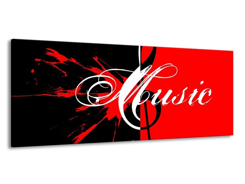 Glas schilderij Muziek | Rood, Zwart, Wit | 145x58cm 1Luik