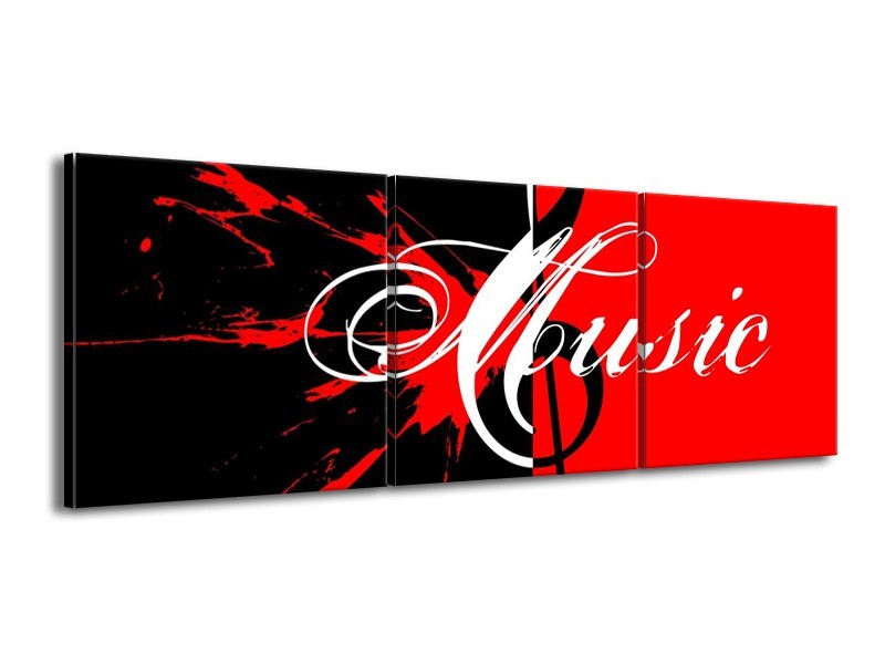 Glas schilderij Muziek | Rood, Zwart, Wit | 150x50cm 3Luik